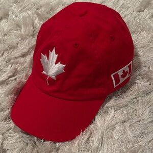 Make offer! Red Baseball Cap w/ CANADA Flag and Maple Leaf One Size 100% cotton